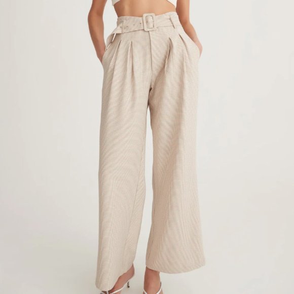 Hansen & Gretel Ownly Belinda Pant  - Size M - Tan/Checkered - Picture 1 of 6